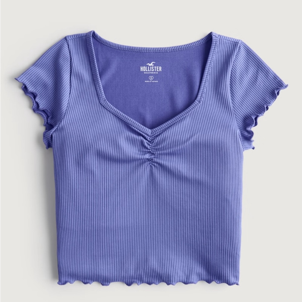 Hollister Women's Blue Ribbed Top